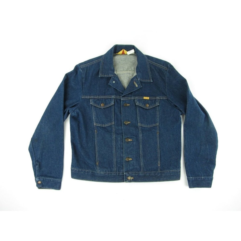 Rustler USA Womens Vintage Denim Jacket L Blue Long Sleeve Button Up